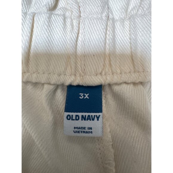 Old Navy Womens 3X Extra High Rise Shorts White Cream Cotton Blend - Picture 2 of 6